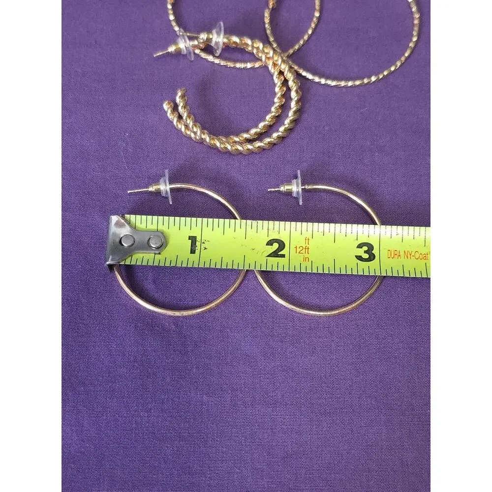 Catherine Malandrino Set Of Three Pairs Gold Tone Hoop Earrings 1.5